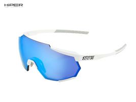 100% Lunettes Racetrap Matte White - Hiper Blue Mirror