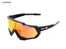 100% Lunettes Speedtrap Soft Tact Black - Hiper Red Mirror
