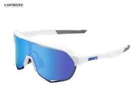 100% Lunettes S2 Matte White - Hiper Blue Mirror