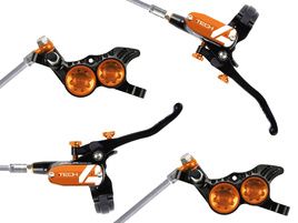 Hope Paire de freins à disque Tech 4 E4 Noir / Orange - Durite aviation 2025