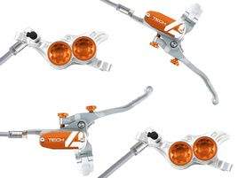 Hope Paire de freins à disque Tech 4 V4 Argent / Orange - Durite aviation 2025