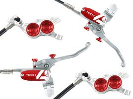 Hope Paire de freins à disque Tech 4 V4 Argent / Rouge - Durite standard 2025