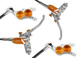 Hope Paire de freins à disque Tech 4 E4 Argent / Orange - Durite standard 2025