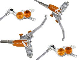 Hope Paire de freins à disque Tech 4 E4 Argent / Orange - Durite aviation 2025