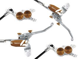 Hope Paire de freins à disque Tech 4 V4 Argent / Bronze - Durite aviation 2025