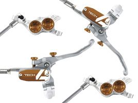 Hope Paire de freins à disque Tech 4 V4 Argent / Bronze - Durite aviation 2025
