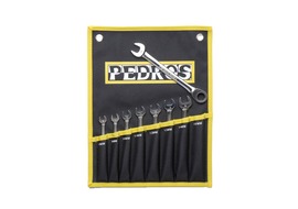 Pedros Jeu de 8 clés plates à cliquet Ratcheting Combo Wrench Set