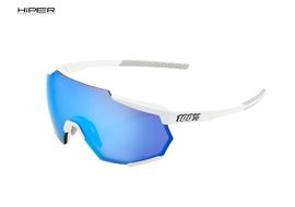 100% Lunettes Racetrap Matte White - Hiper Blue Mirror