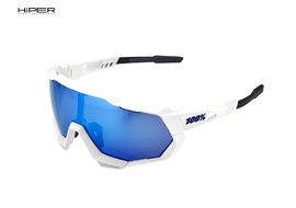 100% Lunettes Speedtrap Matte White - Hiper Blue Mirror