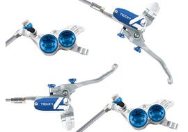 Hope Paire de freins à disque Tech 4 V4 Argent / Bleu - Durite aviation 2025