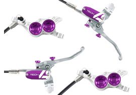 Hope Paire de freins à disque Tech 4 V4 Argent / Violet - Durite Standard 2025