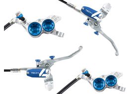Hope Paire de freins à disque Tech 4 V4 Argent / Bleu - Durite Standard 2025