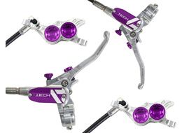 Hope Paire de freins à disque Tech 4 E4 Argent / Violet - Durite standard 2025