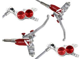 Hope Paire de freins à disque Tech 4 E4 Argent /Rouge - Durite aviation 2025